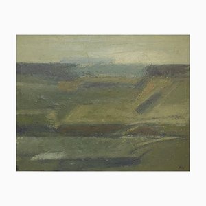 Modernist Landscape Oil on Canvas by Knud Nedergaard, 1970s