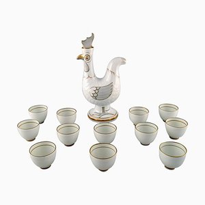 Dänischer Krug aus Porzellan mit 12 Bechern von Bing & Grondahl, 20th Century, Set of 13