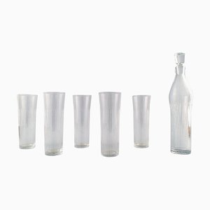 Strenge Glaswaren, Dekanter und Cocktail- oder Limonadengläser von Bengt Orup, 6er Set