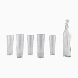 Strict Glassware, Decanter and Cocktail or Lemonade Glass by Bengt Orup, Set of 6