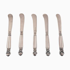 Acorn Butter Knives in Sterling Silver from Georg Jensen, 1920s, Set of 5
