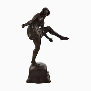 Art Deco Dancer Bronze Sculpture by Axel Locher, 1920s