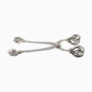Large Magnolia Sterling Silver Sugar Tong from Georg Jensen, 20th Century