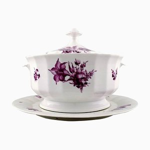 Large Purpur Soup Tureen with Dish from Royal Copenhagen