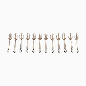 Acanthus Sterling Silver Tea Spoons from Georg Jensen, 1940s, Set of 12