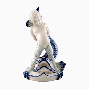 Figurine Porcelaine Sea Boy and Fish de Rörstrand, 20ème Siècle