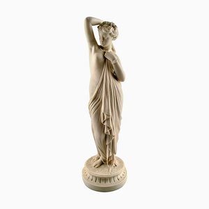 Grande Figurine Biscuit Antique de Femme Semi-dénudée de Style Classique