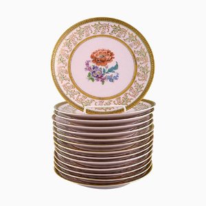 Decorative Plates in Hand-Painted Porcelain by Johann Haviland for Bavaria, 1930s, Set of 14