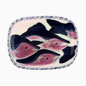 Alaska Ceramic Dish Decorated with Fish by Kate Maury, 2001