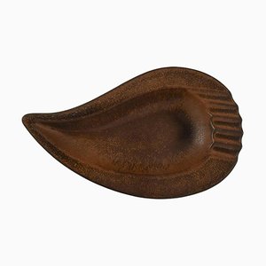 Large Teardrop Shaped Ceramic Dish in Brown Shades by Gunnar Nylund for Rörstrand, 1960s
