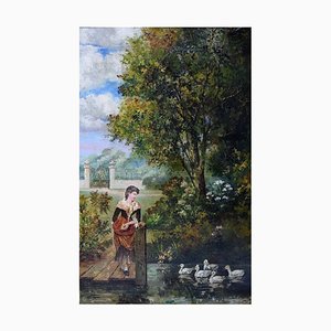 Dipinto ad olio Park Landscape on Canvas, XX secolo