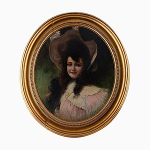 Ritratto di ragazza olio su tela di Pedro Ribera, 1904