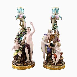 Antique Candleholders from Meissen, Set of 2