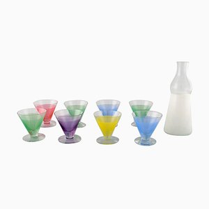 Cocktail Glasses with Decanter & Bottle by Bengt Orup Johansfors, 20th Century, Set of 8