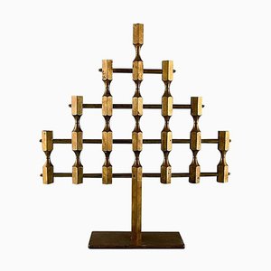 Large Swedish Gusum Metal 7-Light Candleholder in Brass