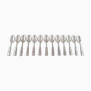 Hans Hansen Silverware Number 2 Dessert Spoons in Silver, 1930s, Set of 13