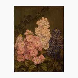 Flower Painting Oil on Canvas by E. C. Ulnitz, 1927