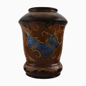 Große dänische Jugendstil Vase aus glasierter Keramik von Moller & Bøgely, 1920er
