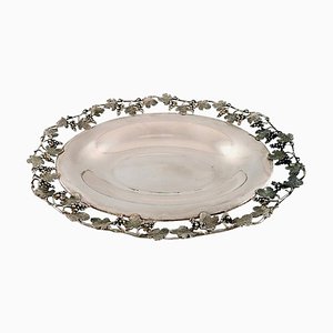 Large Silver Bowl Pierced with Grape Vines
