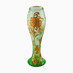 Große Jugendstil Vase aus Mundgeblasenem Glas, Montjoye, Frankreich, 1880er