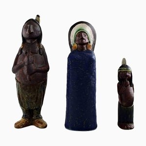 Indian Ceramic Figures by Rolf Palm for Höganäs, 1950s, Set of 3