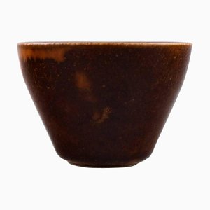 Saxbo Steingut Vase in modernem Design mit Glasur in braunen Schirmen