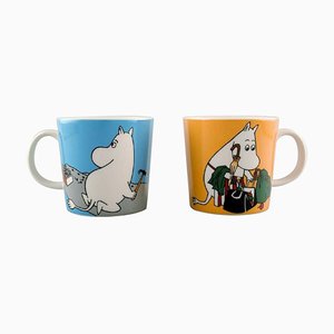 Tazze in porcellana con motivi di Moomin di Arabia, Finlandia, set di 2