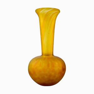 Emile Gallé Style Art Glass Vase in Yellow Shades, 20th Century