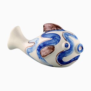 Glasierte Fischskulptur aus Keramik von Gun Von Wittrock für Rörstrand