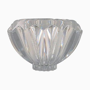 Grand Bol Moderniste en Verre Transparent, Orrefors, Suède, 1980s