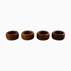 Kay Bojesen Four Napkin Rings in Teak, 1950s, Set of 4