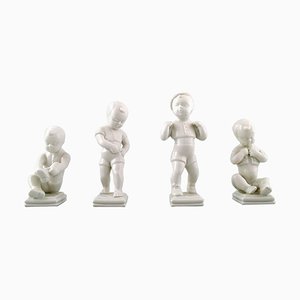 Figurines Garçons Blanc De Chine par Edit Bjurström pour Rörstrand, Suède, Set de 4