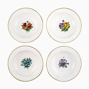 Antique Royal Copenhagen Deep Plates in Flora Danica Style, Set of 4