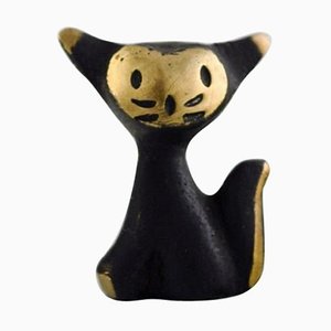 Walter Bosse for Herta Baller Black Gold Line Cat in Bronze, 1950s