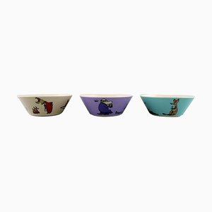 Porcelain Bowls with Motifs from Moomin from Arabia, Finland, Late 20th Century, Set of 3