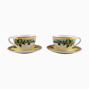 Gianni Versace for Rosenthal Ivy Leaves Passion Cups with Saucers, Set of 4