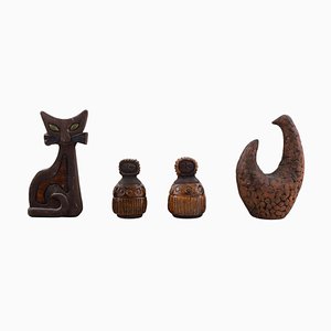 Figuras suecas de cerámica de Lars Bergsten, años 60. Juego de 4