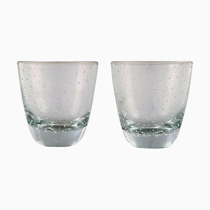 Vaso vodka de vidrio transparente de Tapio Wirkkala para Iittala, años 60. Juego de 2