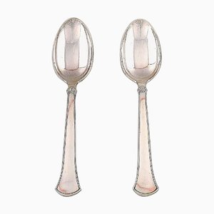 Hans Hansen Silverware Number 5 Dinner Spoons in Sterling Silver, 1940s, Set of 2