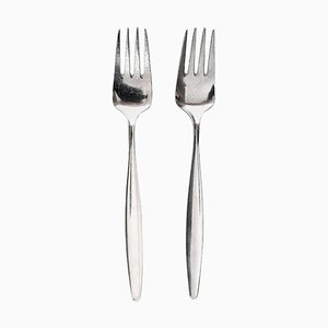 Georg Jensen Sterling Silver Cypres Lunch Forks, 20th Century, Set of 2