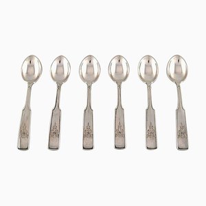 Number 2 Coffee Spoons in Silver by Hans Hansen, 1937, Set of 6