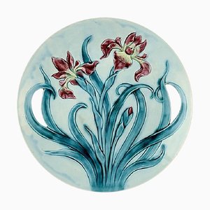 Gustavsberg Art Nouveau Earthenware Dish Decorated with Flowers