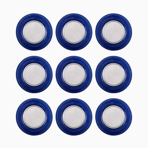 Swedish Art Glass Plates, 20th Century, Set of 9