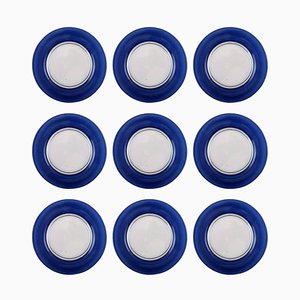 Swedish Art Glass Plates, 20th Century, Set of 9