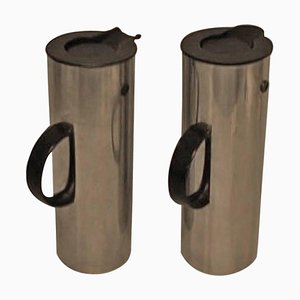 Stelton Thermal Coffee Pots in Stainless Steel by Erik Magnussen, 20th Century, Set of 2