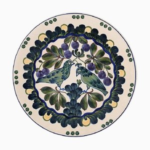 Large Platter Decorated with Birds from Alumina, Early 20th Century