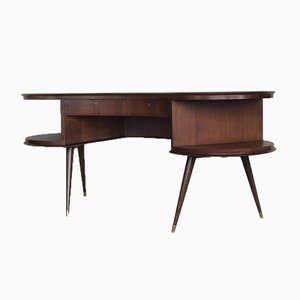 Mid-Century Modern Wenge Organic-Shaped Boomerang Custom Desk, 1960s