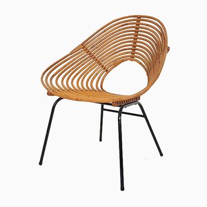 Dutch Rattan Lounge Chair from Rohe Noordwolde, 1950s