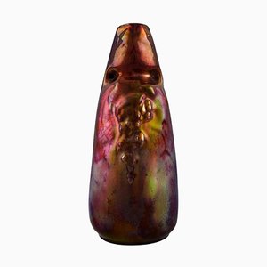 Art Nouveau Iridescent Ceramic Vase from Montieres, Early 20th Century