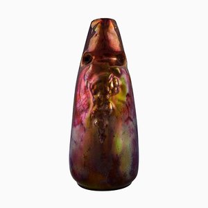 Vase Art Nouveau en Céramique Irisée de Montieres, Début 20ème Siècle